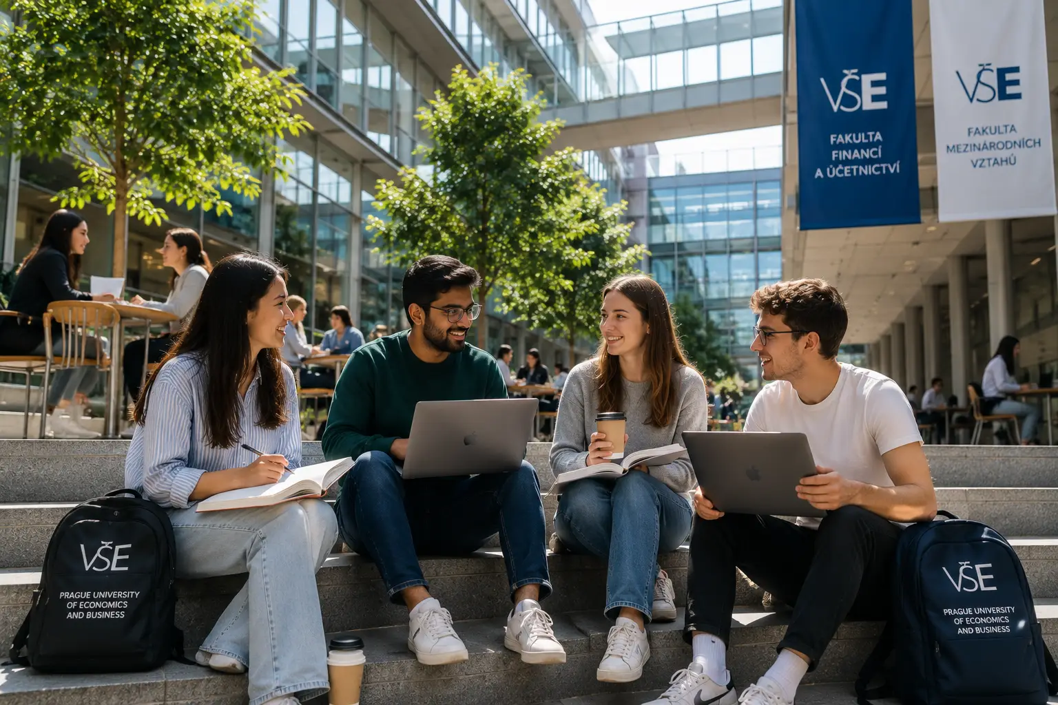 Another student scene representing Prague University of Economics and Business